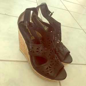 Hush Puppies Black Wedge Sandal